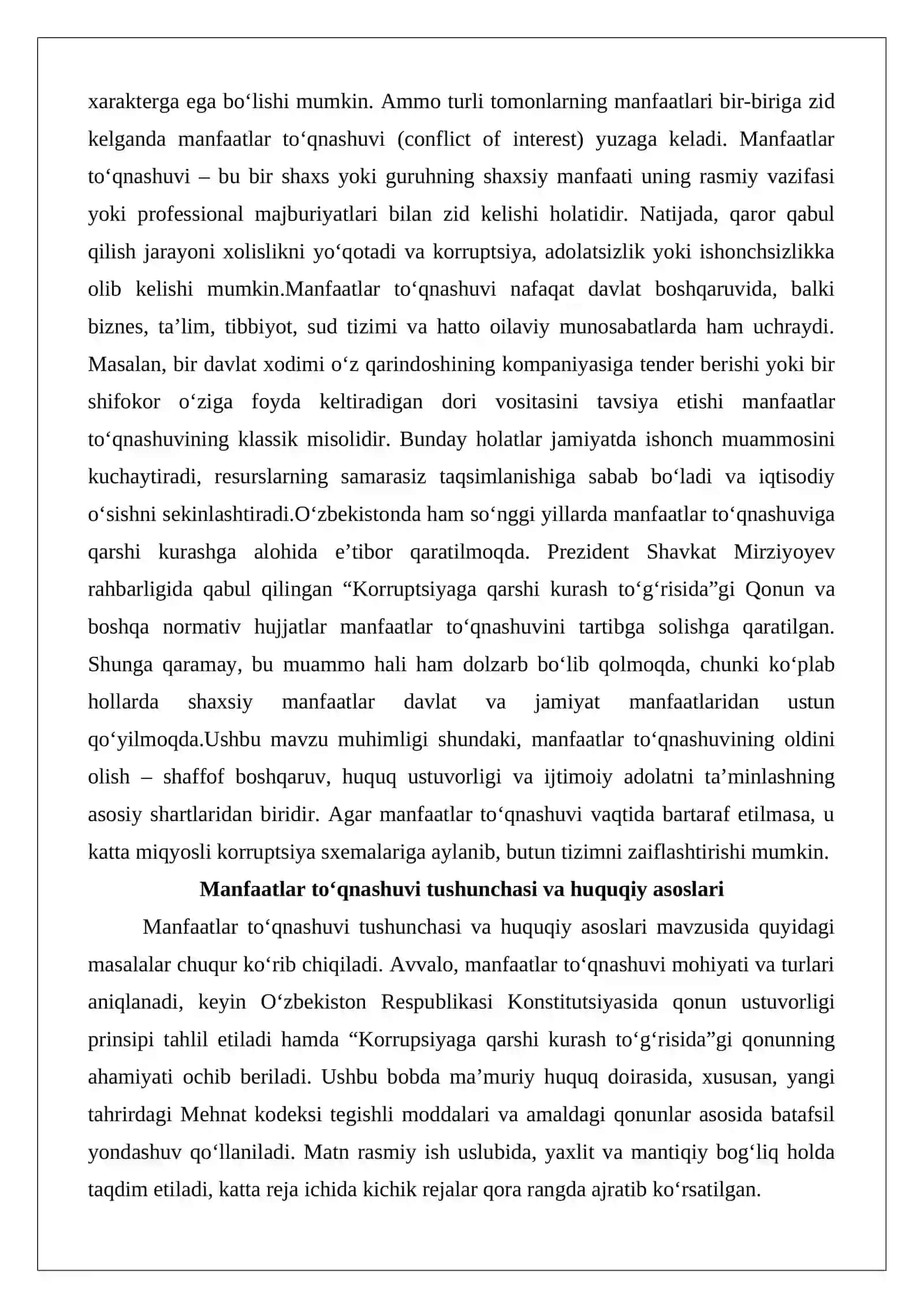 Manfaatlar to‘qnashuvi va uning oldini olish choralari 2
