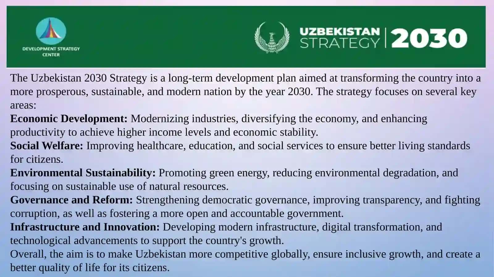 Uzbekistan 2030 Strategy 2