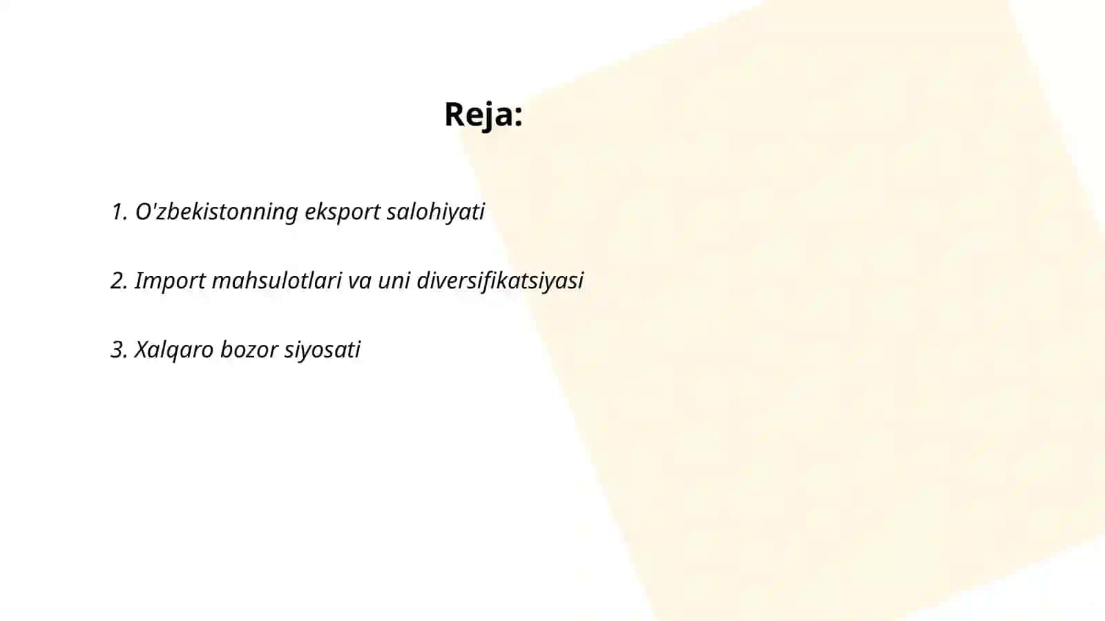 O'zbekistonning tashqi iqtisodiy aloqalari 2