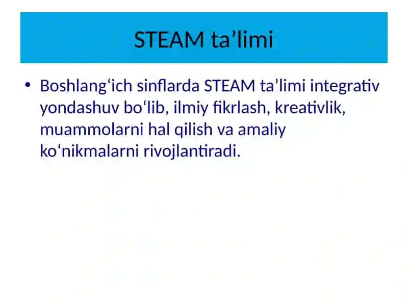 Boshlang'ichsinflarda STEAM ta'limi 2