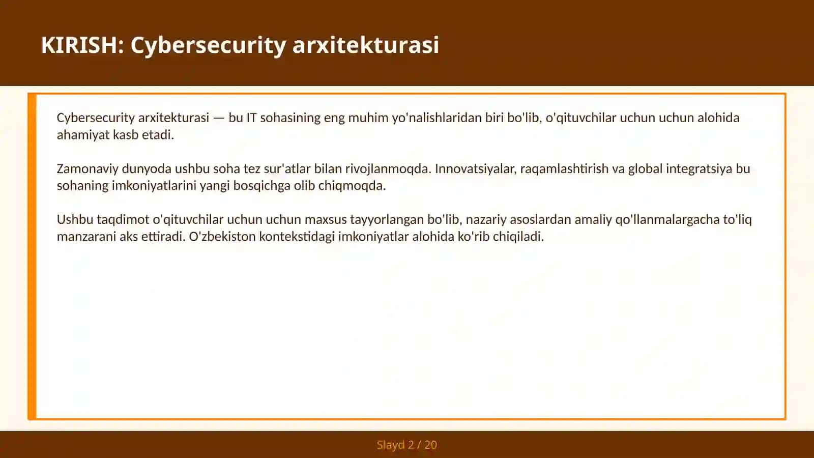 Cybersecurity Arxitekturasi 2