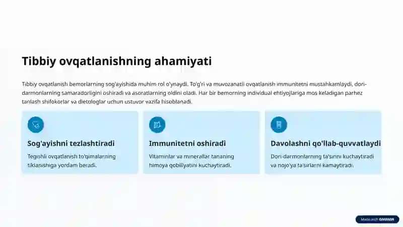 Tibbiy ovqatlanishning ahamiyati 2