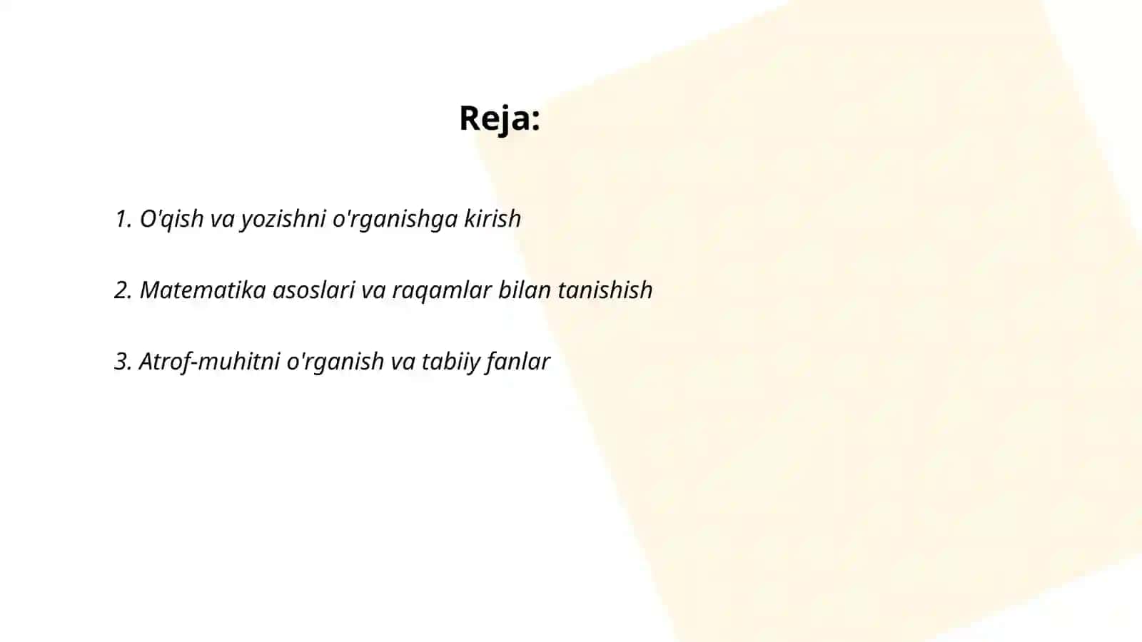 O'qish va yozishni o'rganishga kirish 2