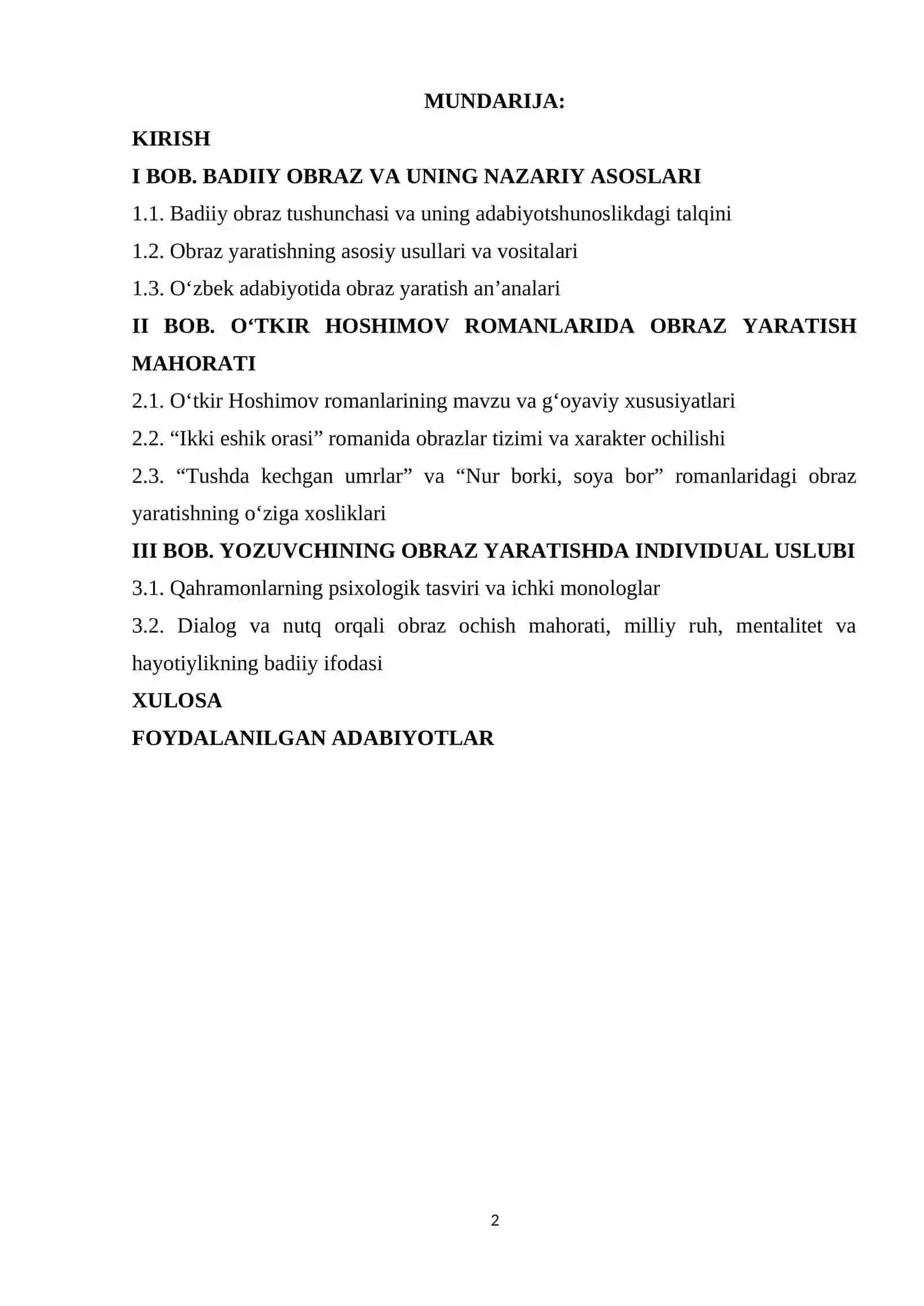 O‘TKIR HOSHIMOVNING OBRAZ YARATISH MAHORATI (ROMANLARI MISOLIDA) 2