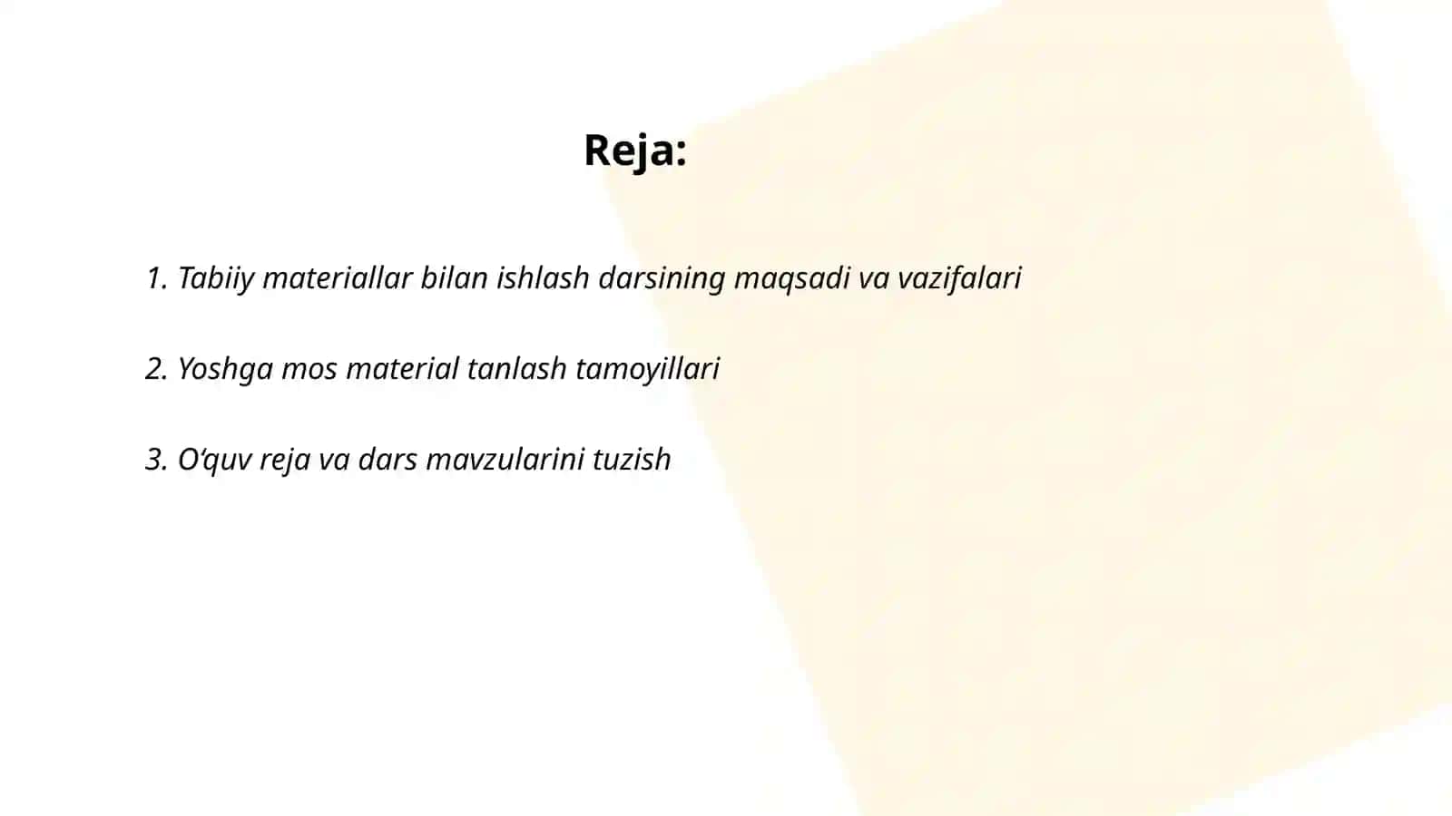 Tabiiy materiallar bilan ishlash darslarining mazmuni 2