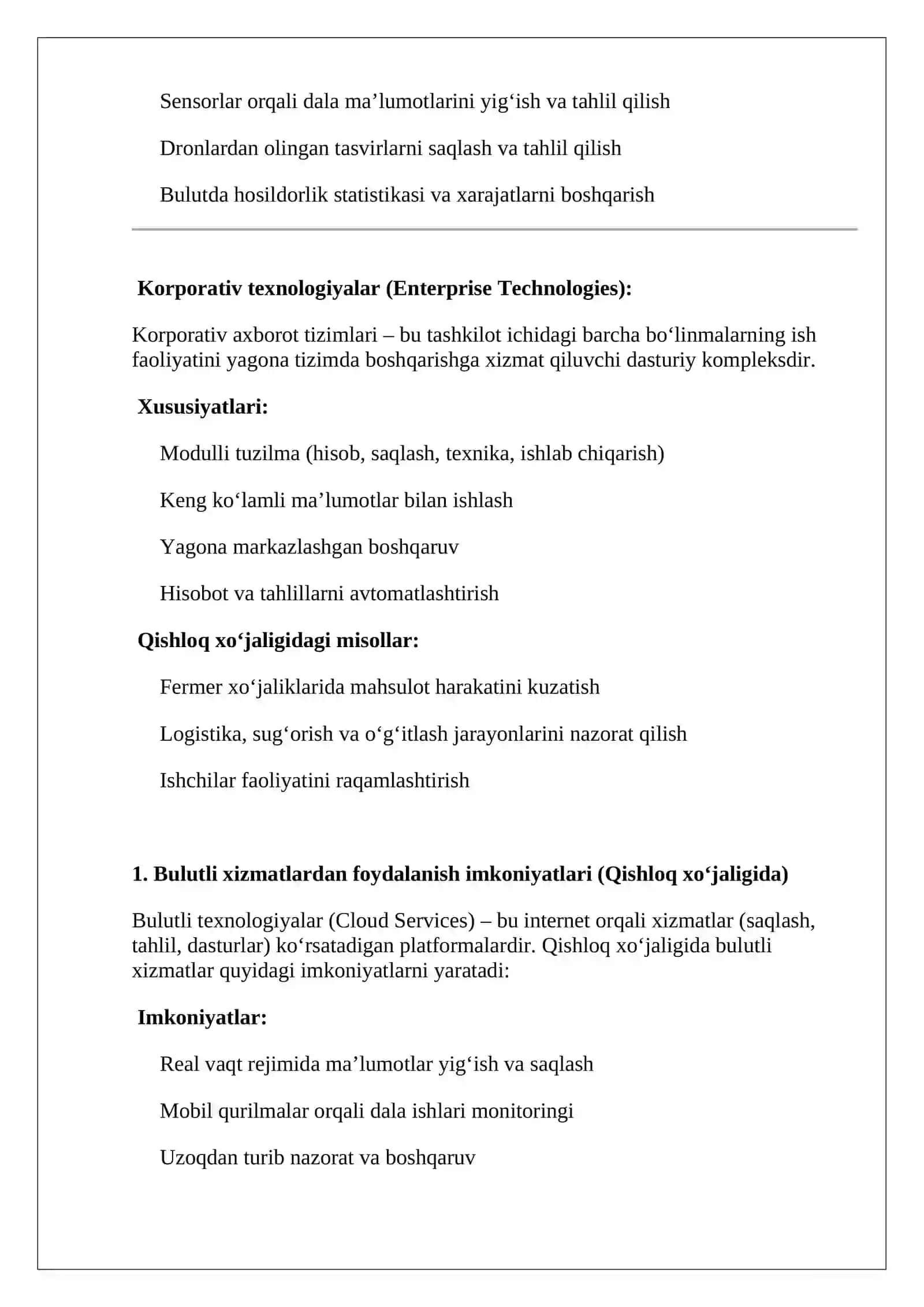 Bulutli va korporativ texnologiyalar 2