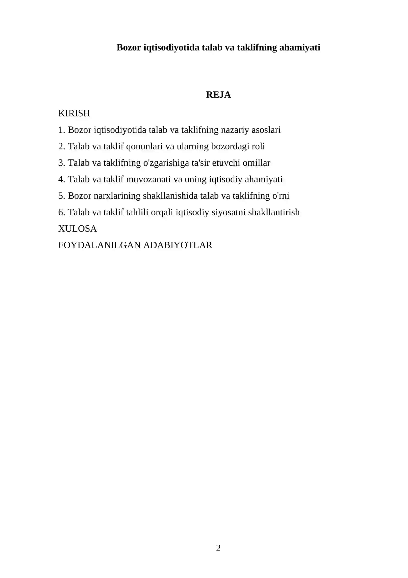 Talab va taklifning ahamiyati 2