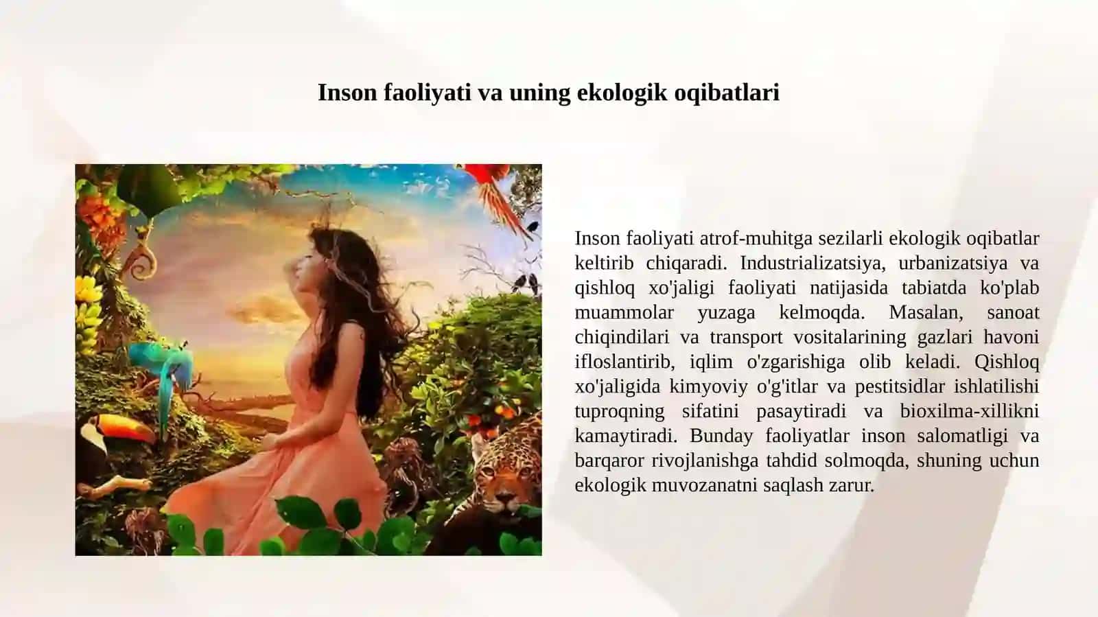 Inson va atrof-muhit o'rtasidagi o'zaro ta'siri. 2