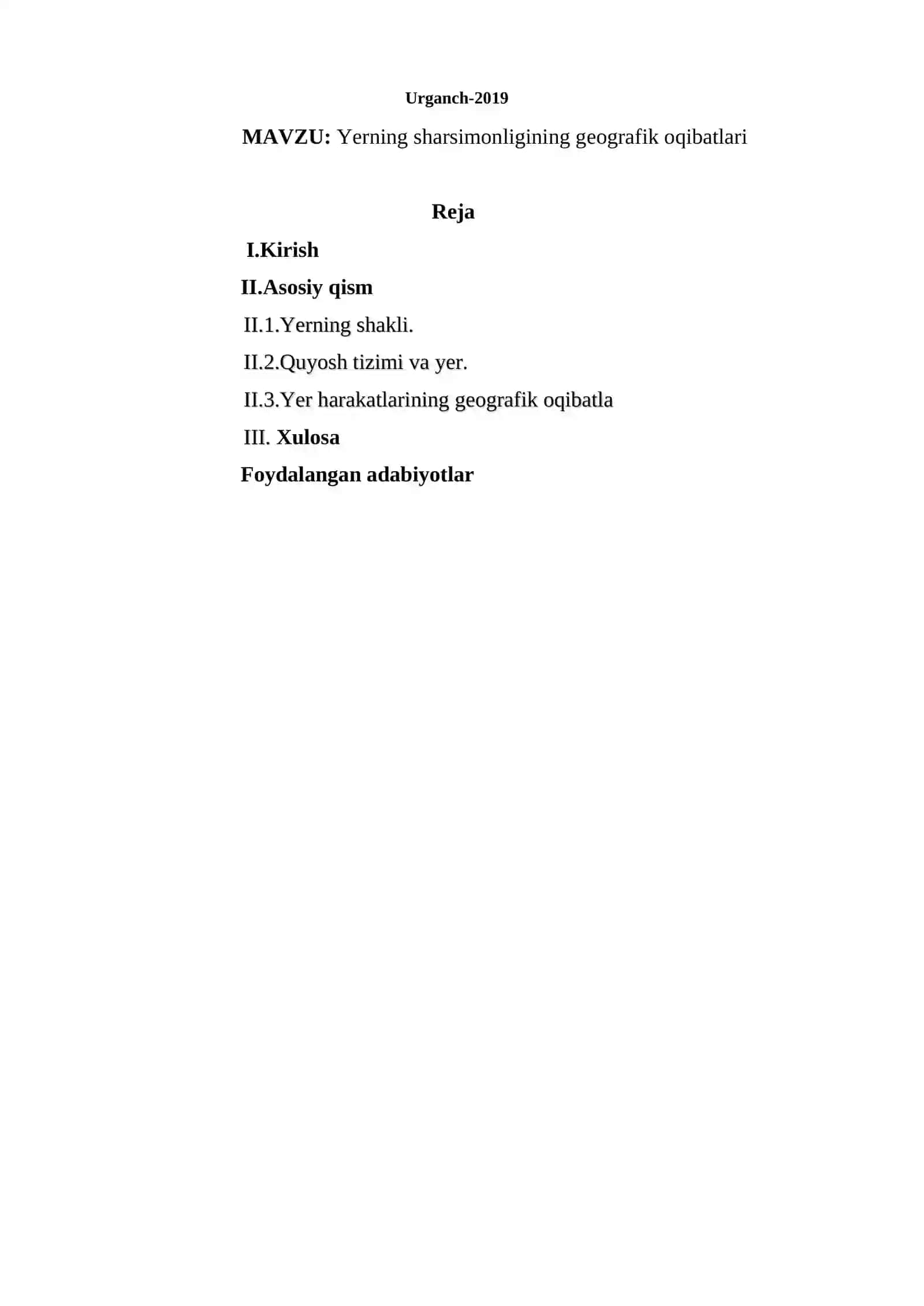 Yerning sharsimonligining geografik oqibatlari 2