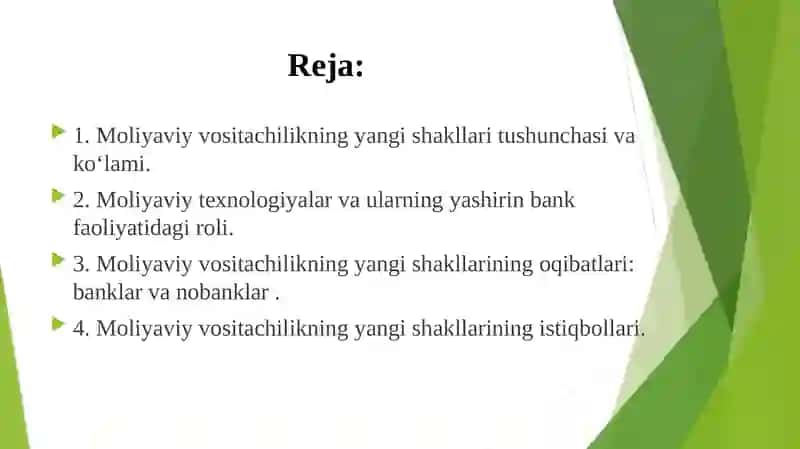Mоliyаviy Vоsitаchilikning Yаngi Shаkllаri 2