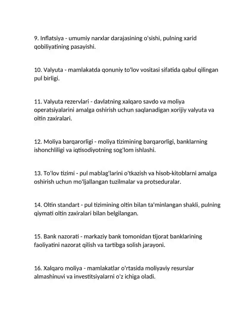 Pul va banklar faniga doir GLOSSARIY 2