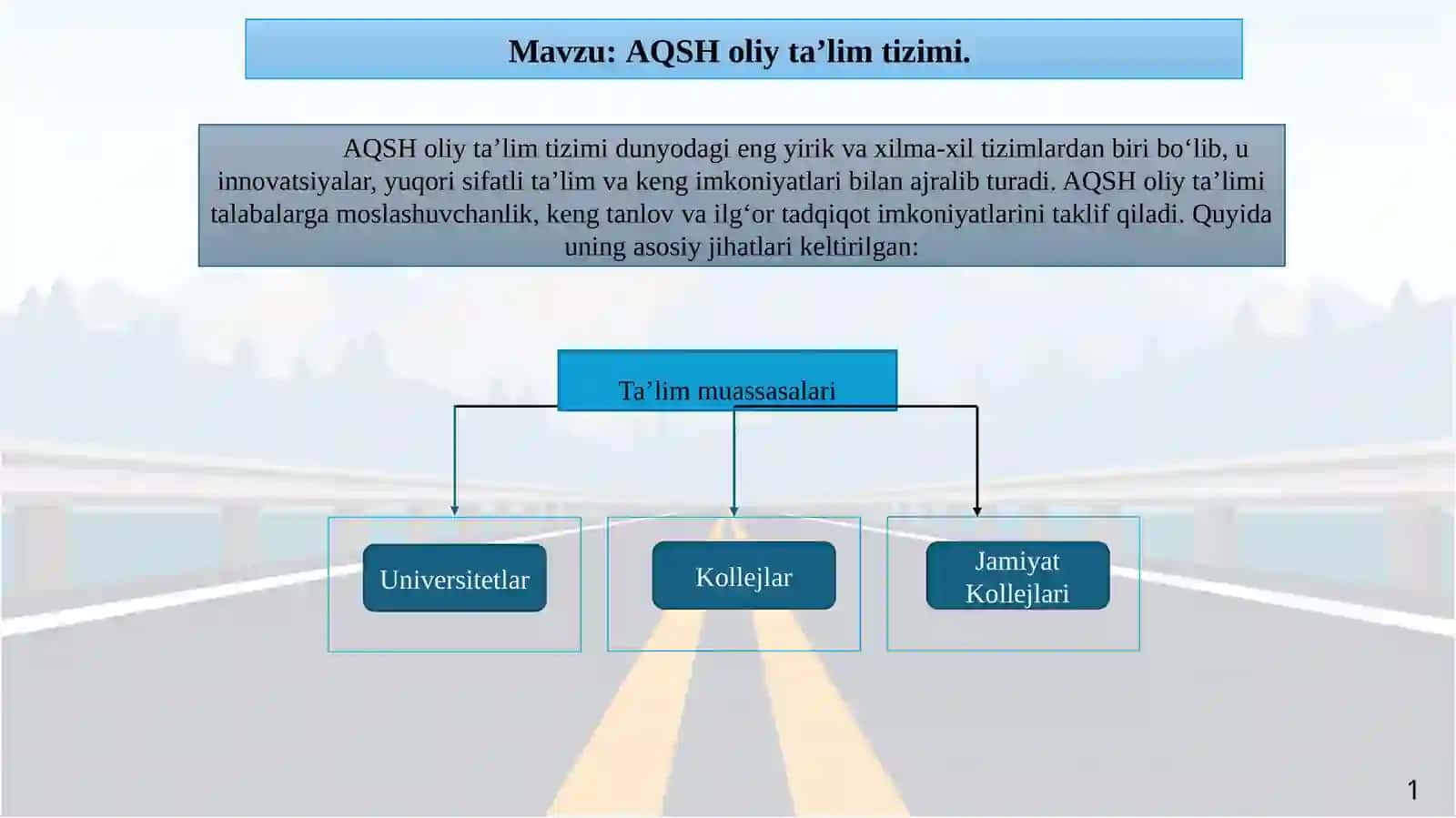 AQSH oliy ta’lim tizimi 2