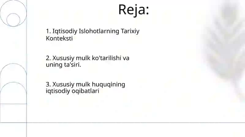 Iqtisodiy islohatlar,xususiy mulkdorchilikning shakillanishi 2