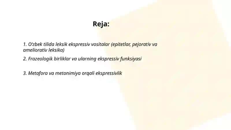 Oʻzbek tilida ekspressivlik ifodalanishining lisoniy va nolisoniy vositalari 2