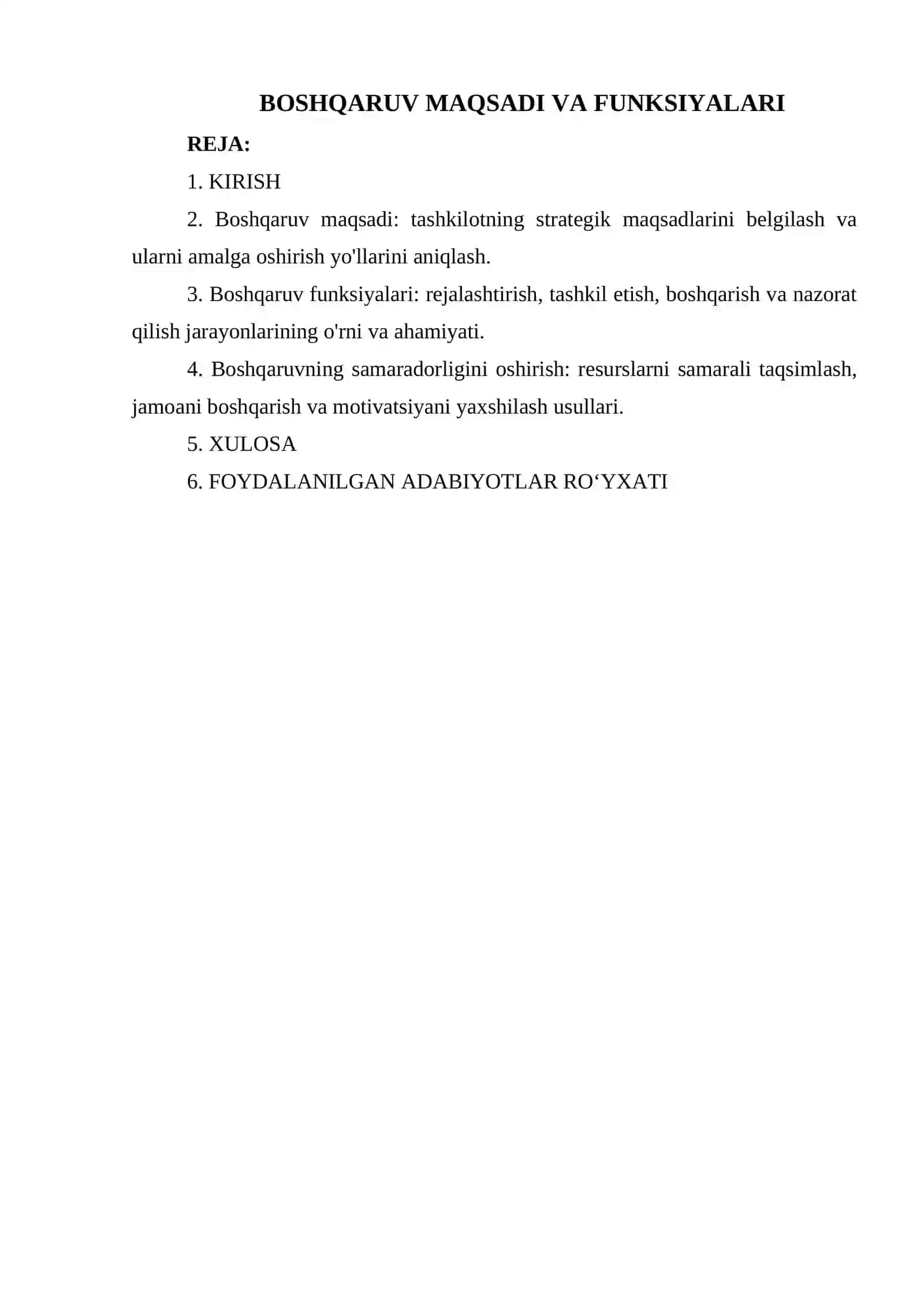 BOSHQARUV MAQSADI VA FUNKSIYALARI 2