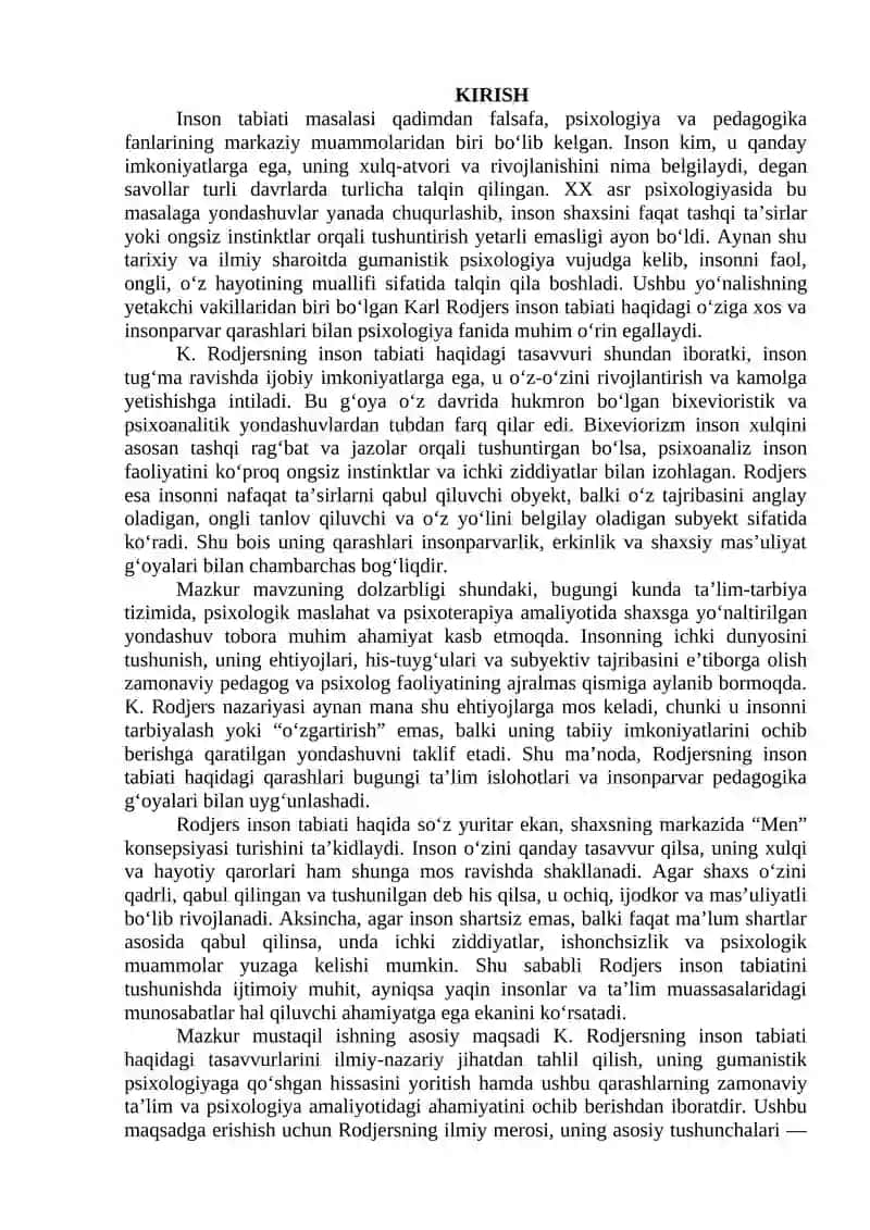 Inson tabiati haqida K. Rodjers tasavvuri 2