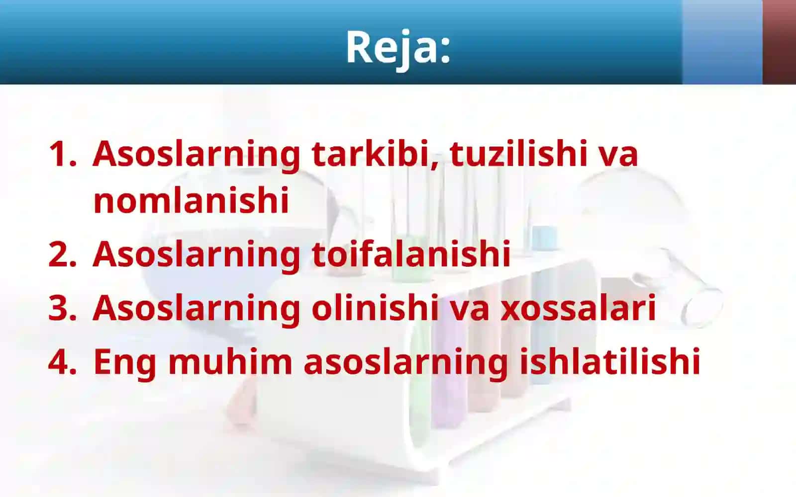 Asoslarning tarkibi, tuzilishi va nomlanishi 2