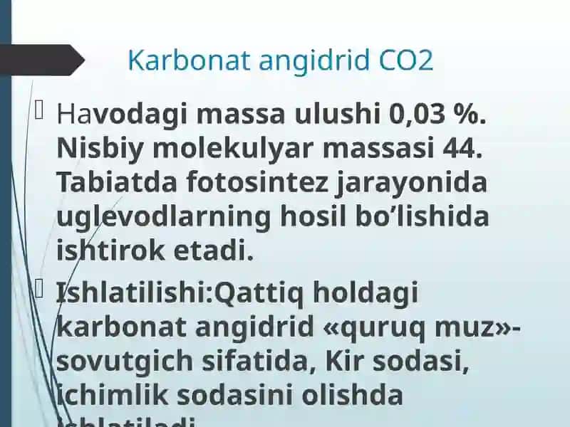 Eng mukhimmoksidi ishlatilishi 2