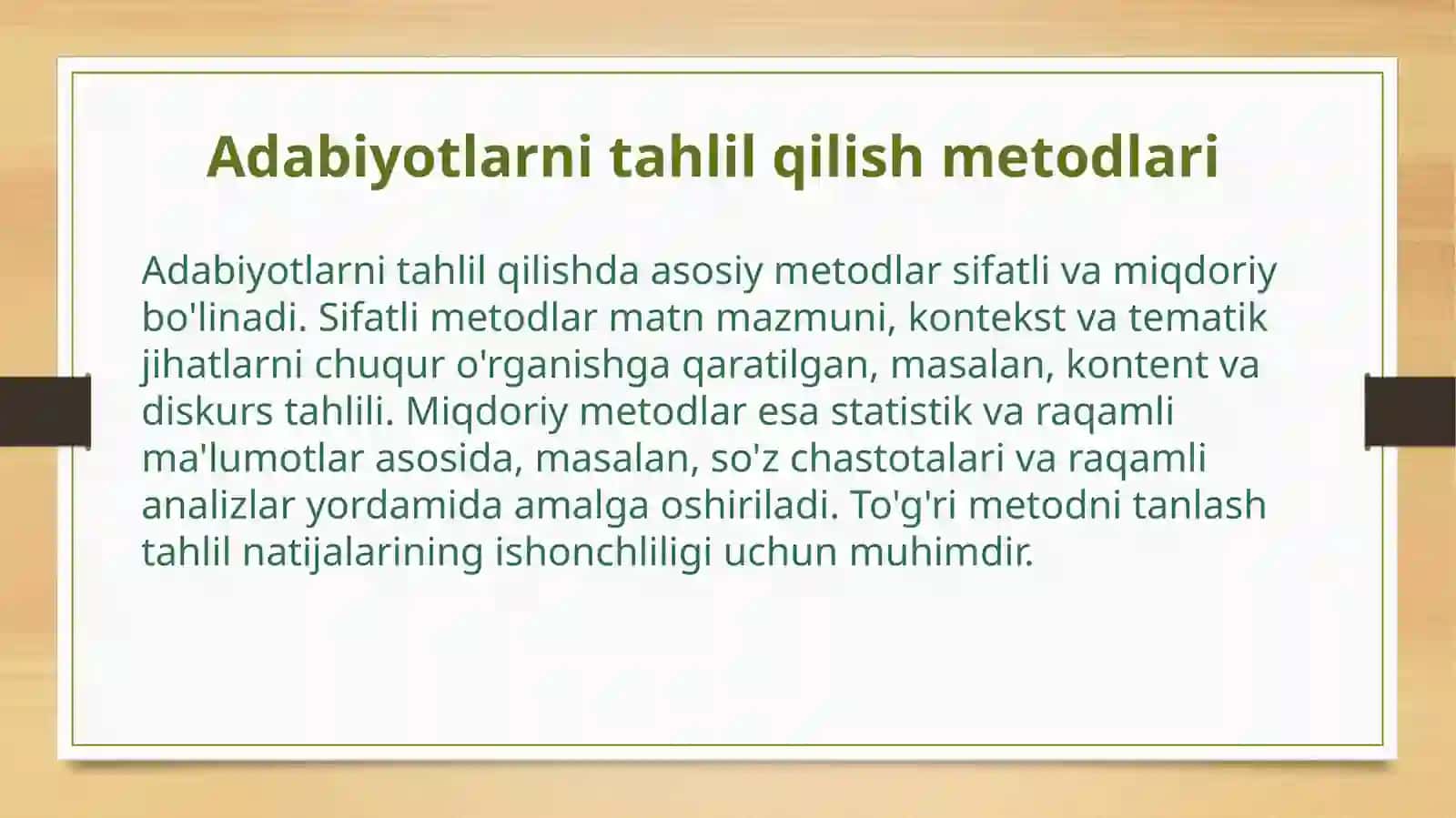 Metodik adabiyotlarni tahlil qilish 2
