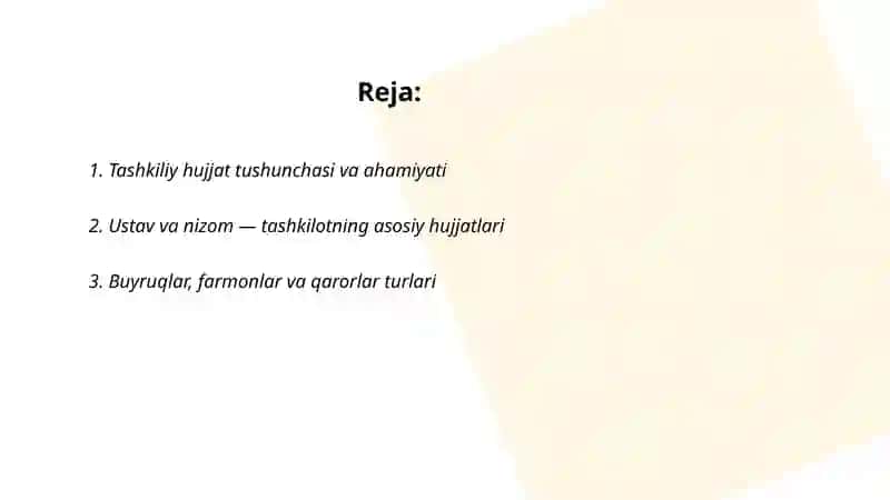 Tashkiliy hujjatlar va ularning turlari 2