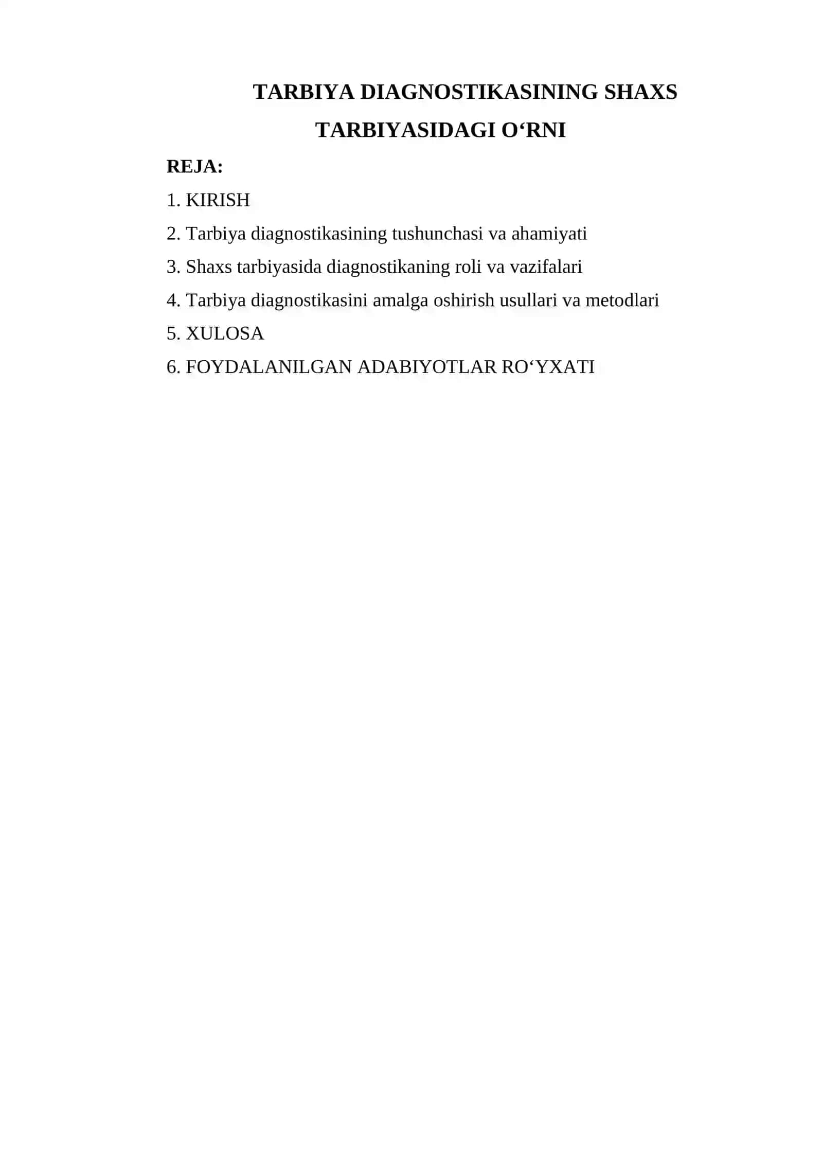 TARBIYA DIAGNOSTIKASINING SHAXS TARBIYASIDAGI OʻRNI 2