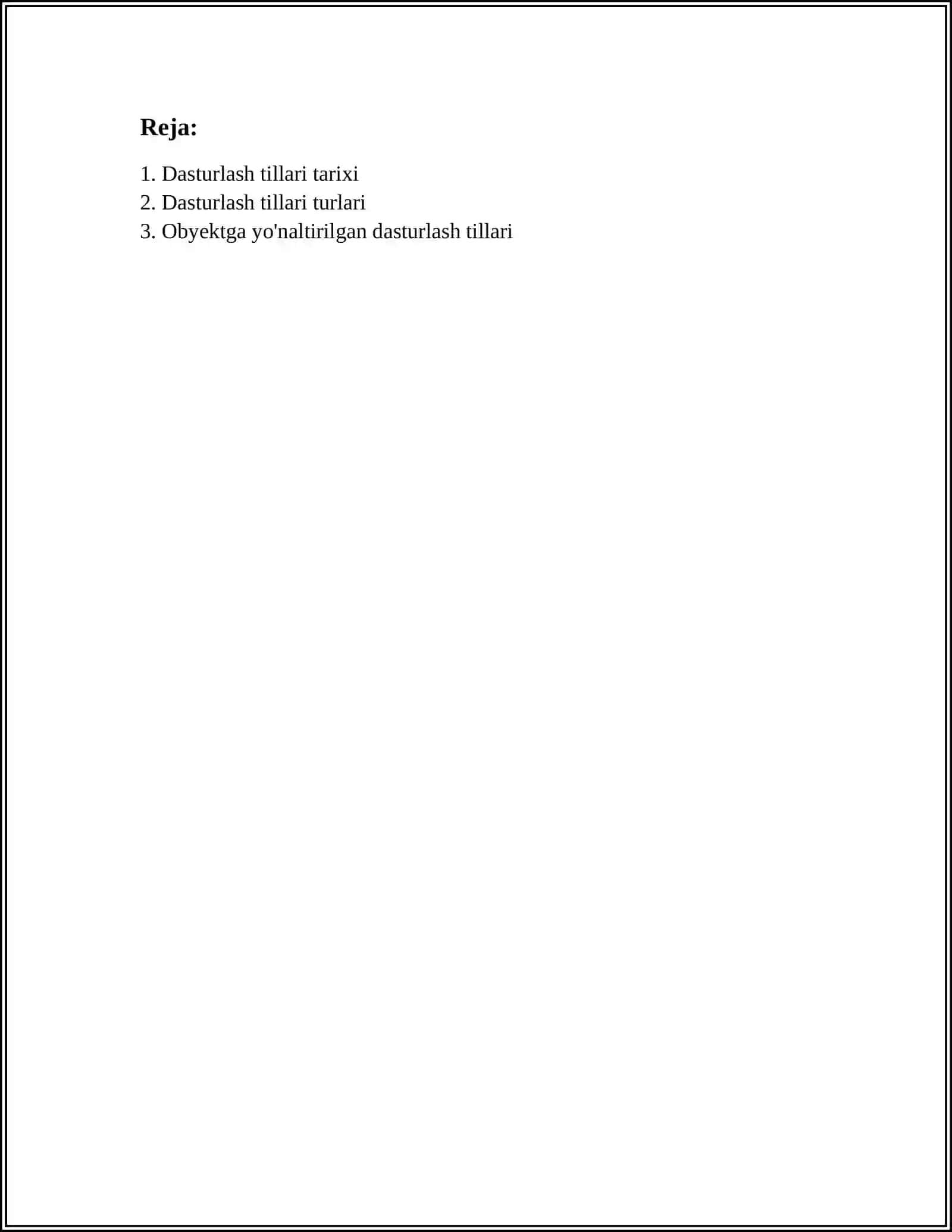 DASTURLASH TILLARI 2