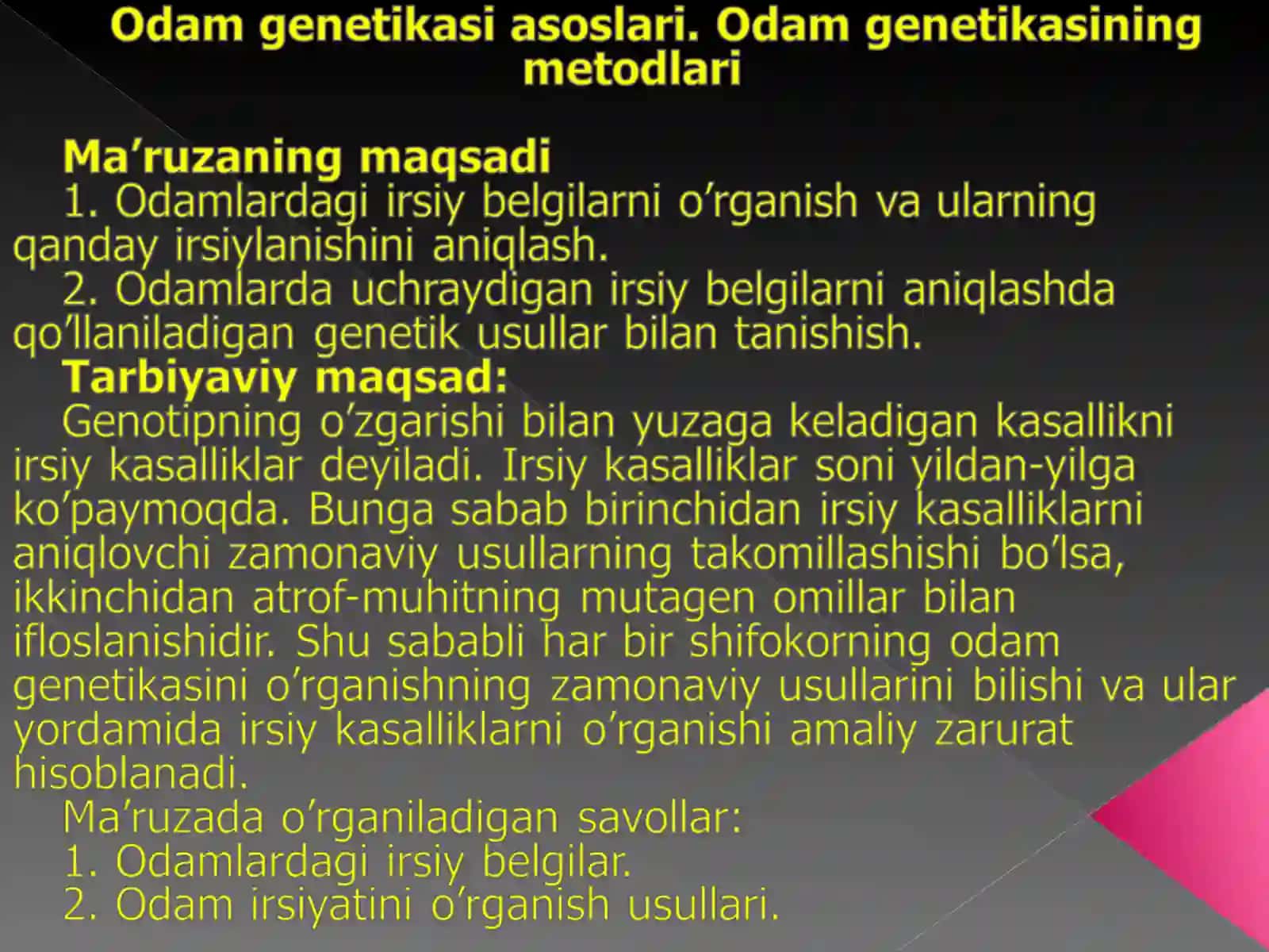 Odam genetikasi va tibbiy genetika 2