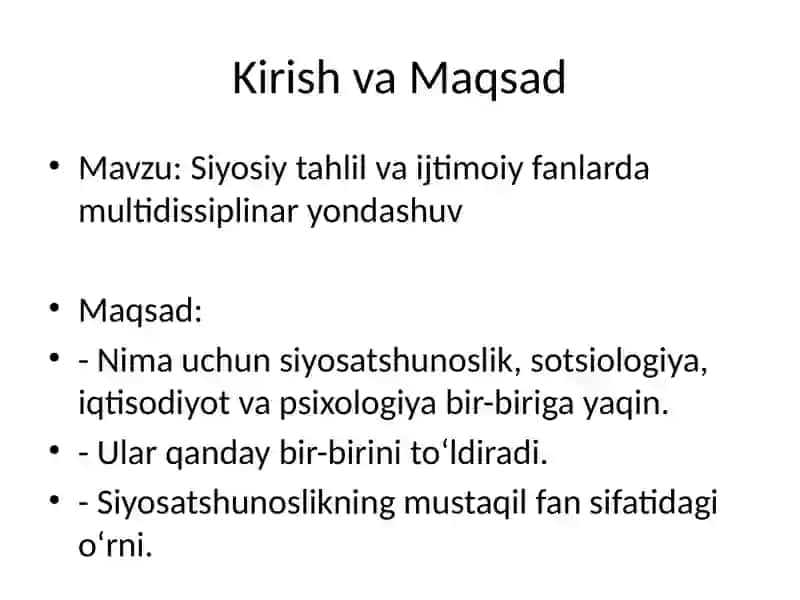 Siyosiy tahlil va multidissiplinary yondashuv 2