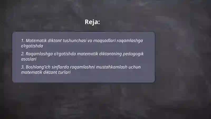 "Matematik diktantning o’rni" 2
