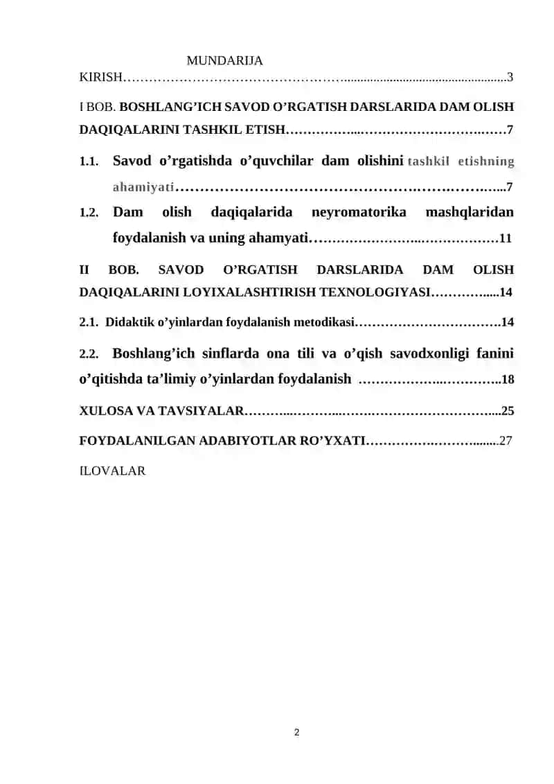 Savod O’rgatish Darslarida Dam Olish Daqiqalari 2