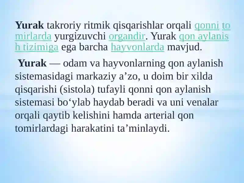 YURAK,QON VA QON AYLANISH SISTEMASI 2