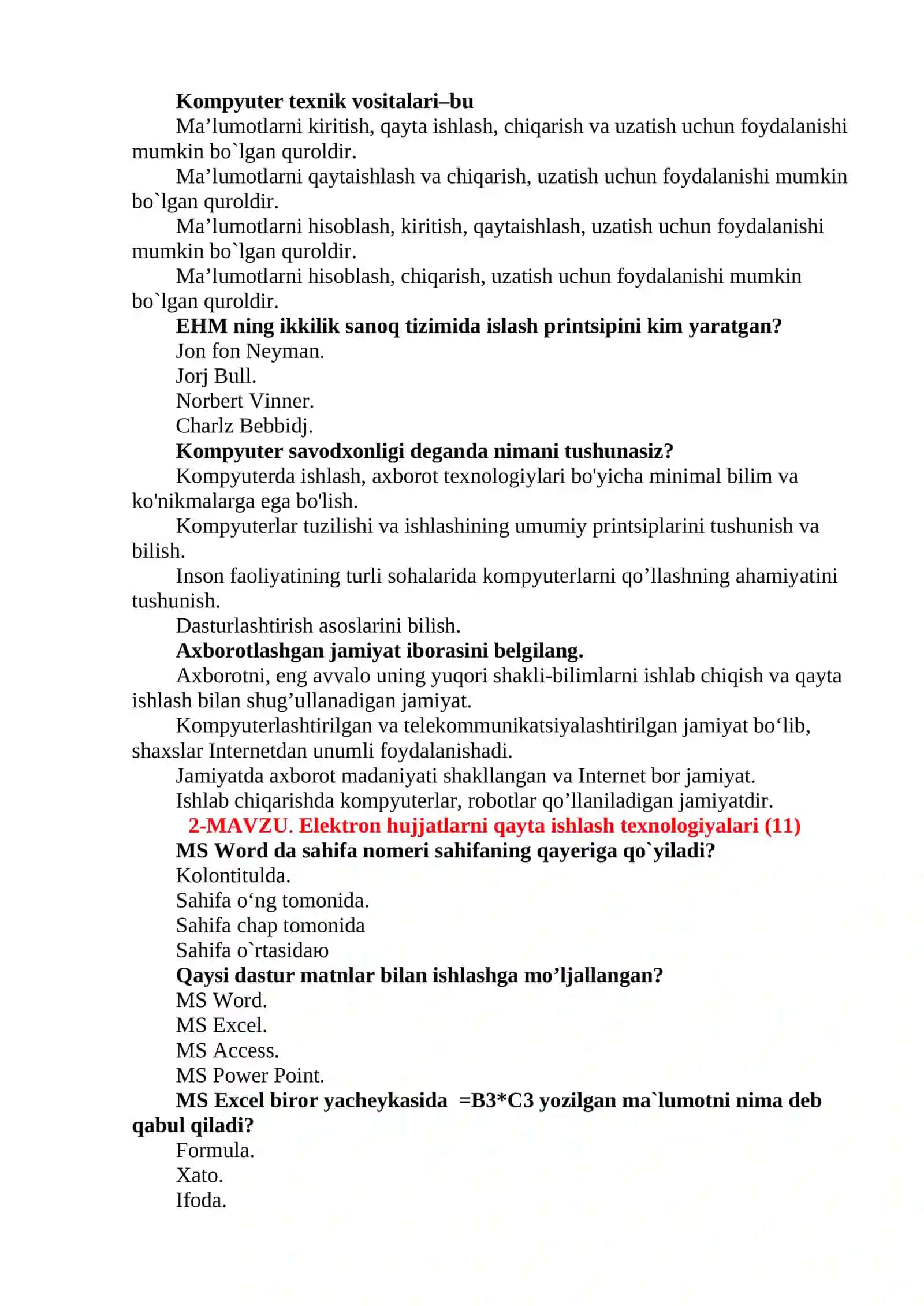 Texnik tizimlarda axborot texnologiyalari 2