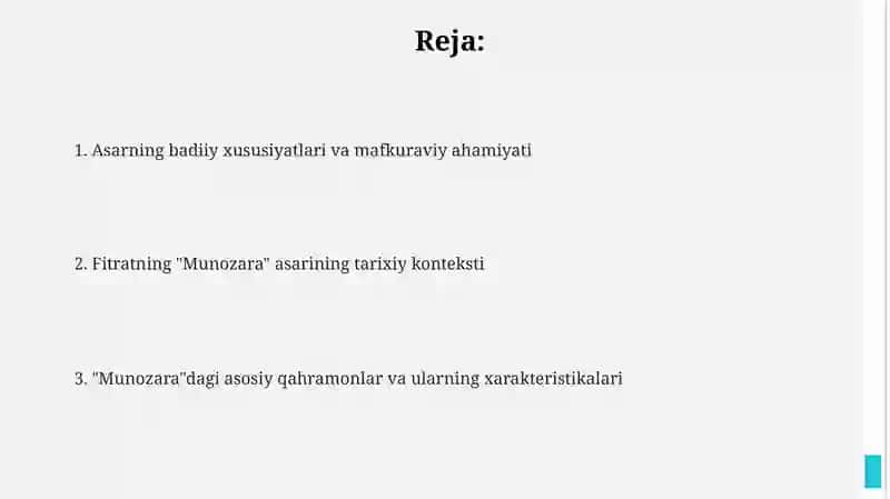Abdurauf Fitratning "Munozara" asari tahlili 2