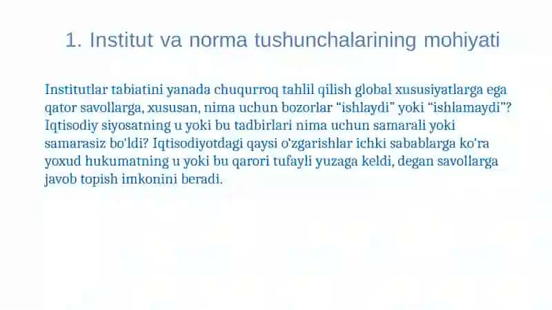 Institutlar va ularning jamiyat rivojlanishidagi roli 2