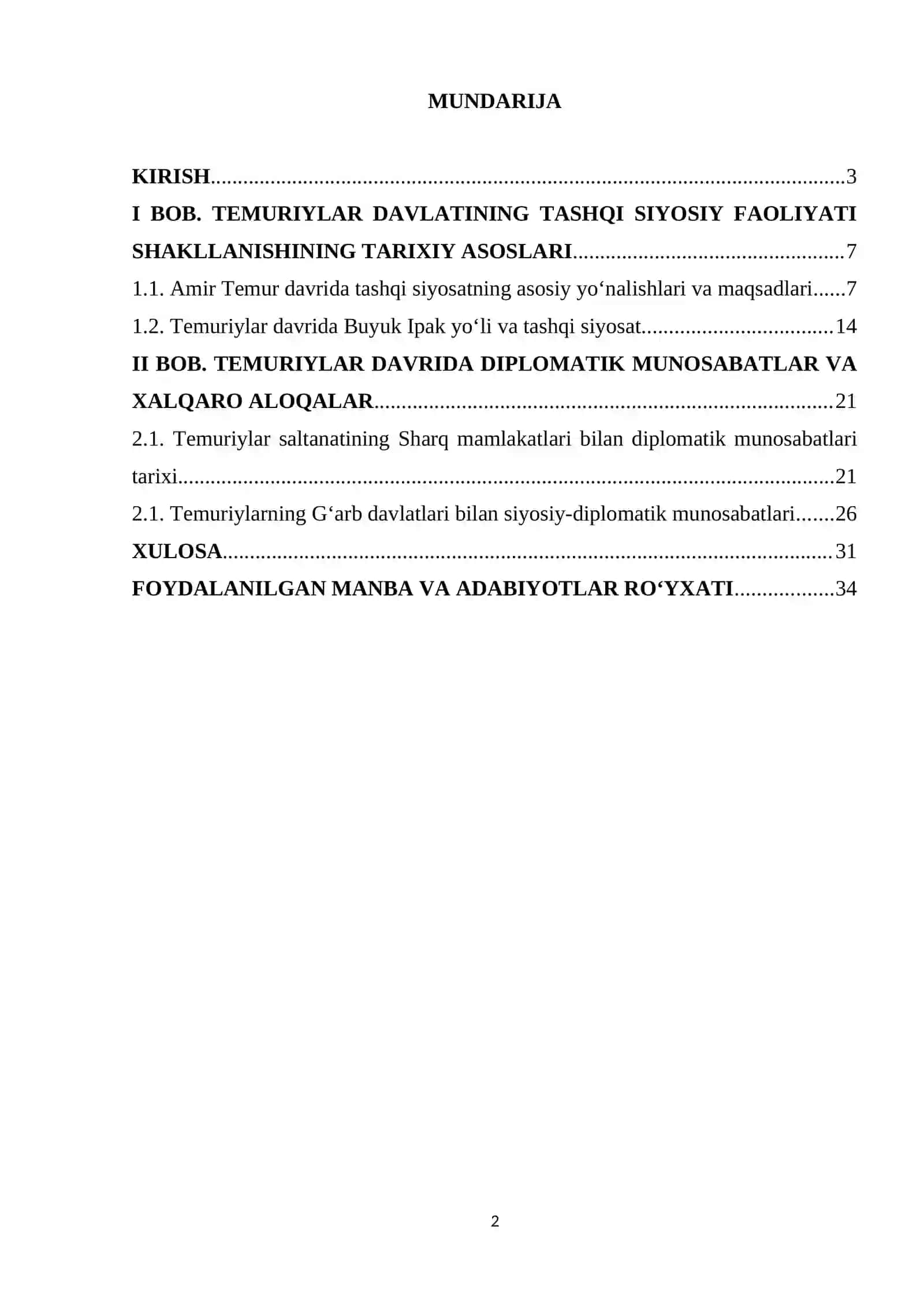 Temuriylar davrida tashqi siyosati 2