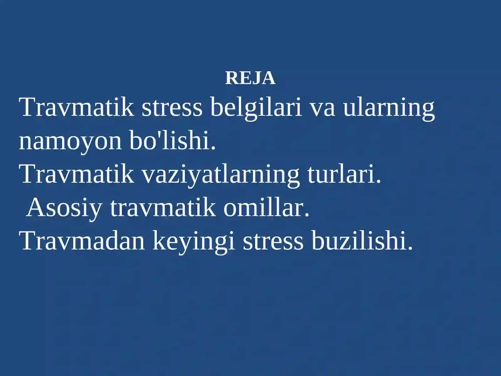 Travmatik vaziyatlar va stress buzilishi 2