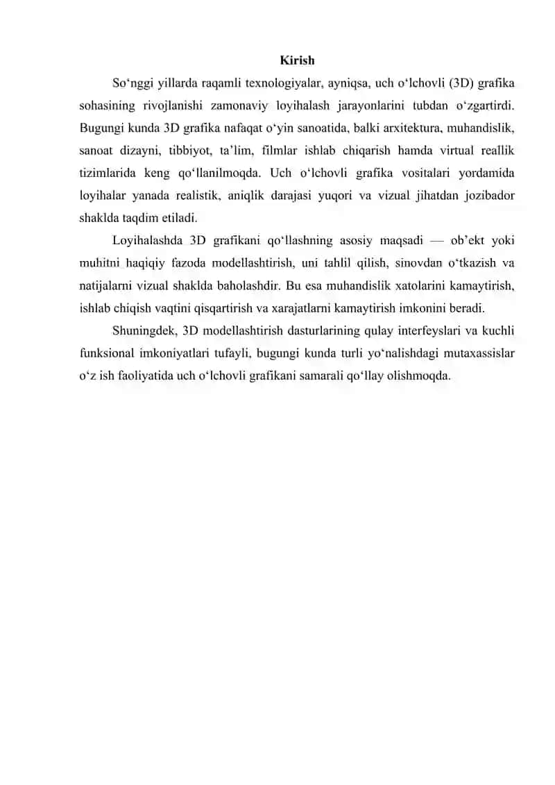 3 oʻlchovli grafika imkoniyatlarini loyihalashda qoʻllash 2