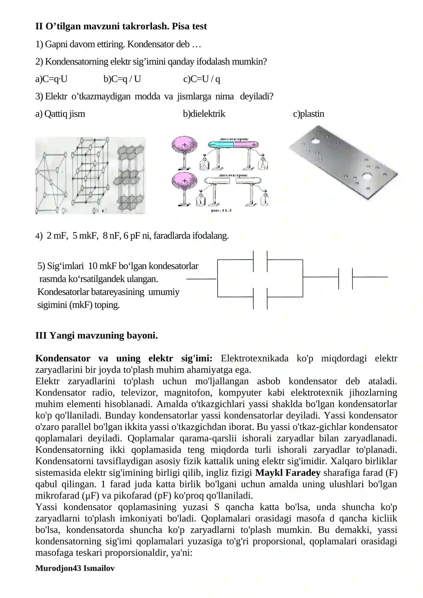 Kondensatorlar va ular haqida tushuncha 2