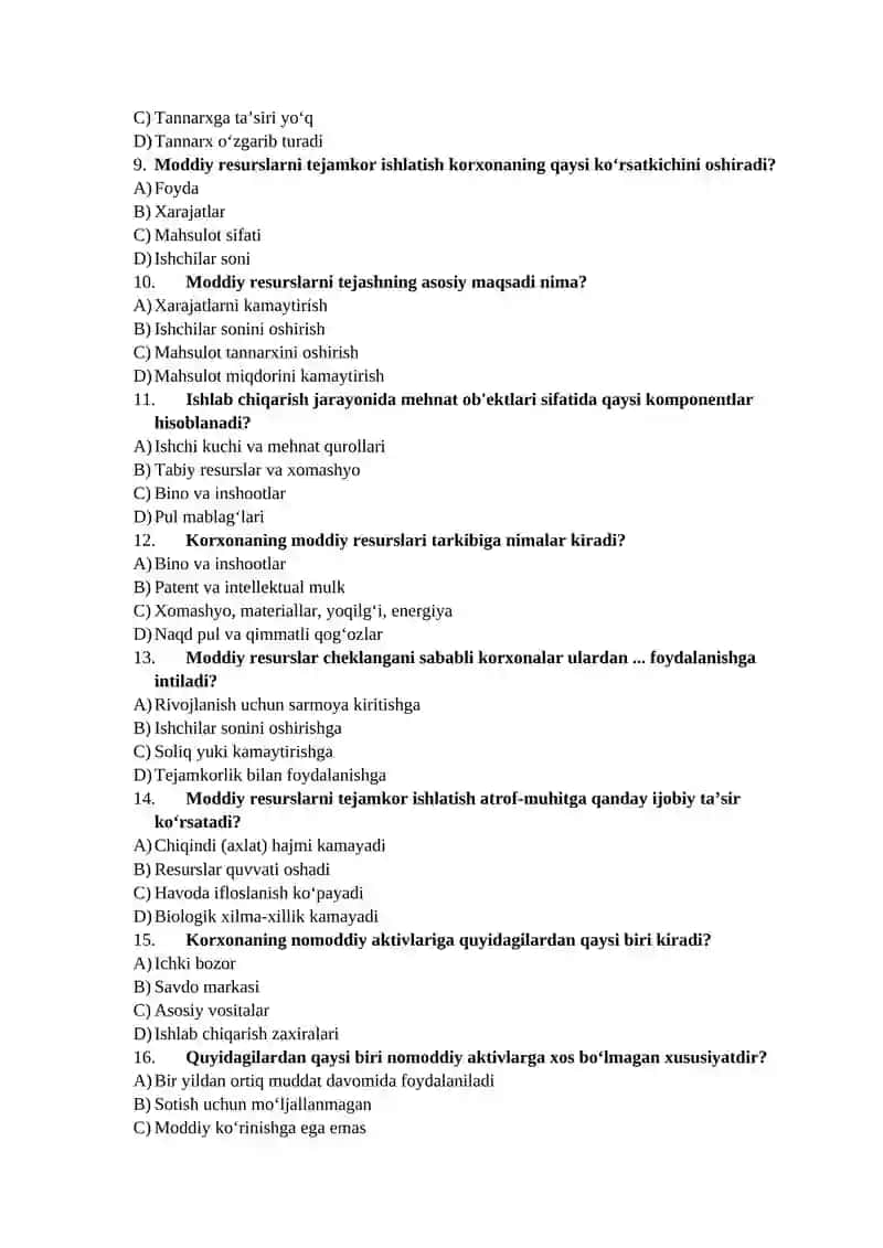 Nomoddiy aktivlar va moddiy resurslar 2