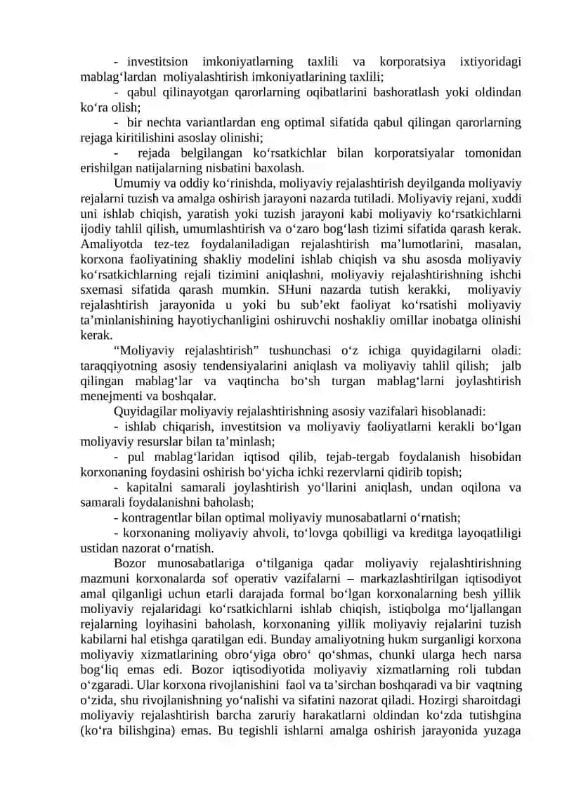 MOLIYAVIY REJALASHTIRISH VA BYUDJETLASHTIRISH 2