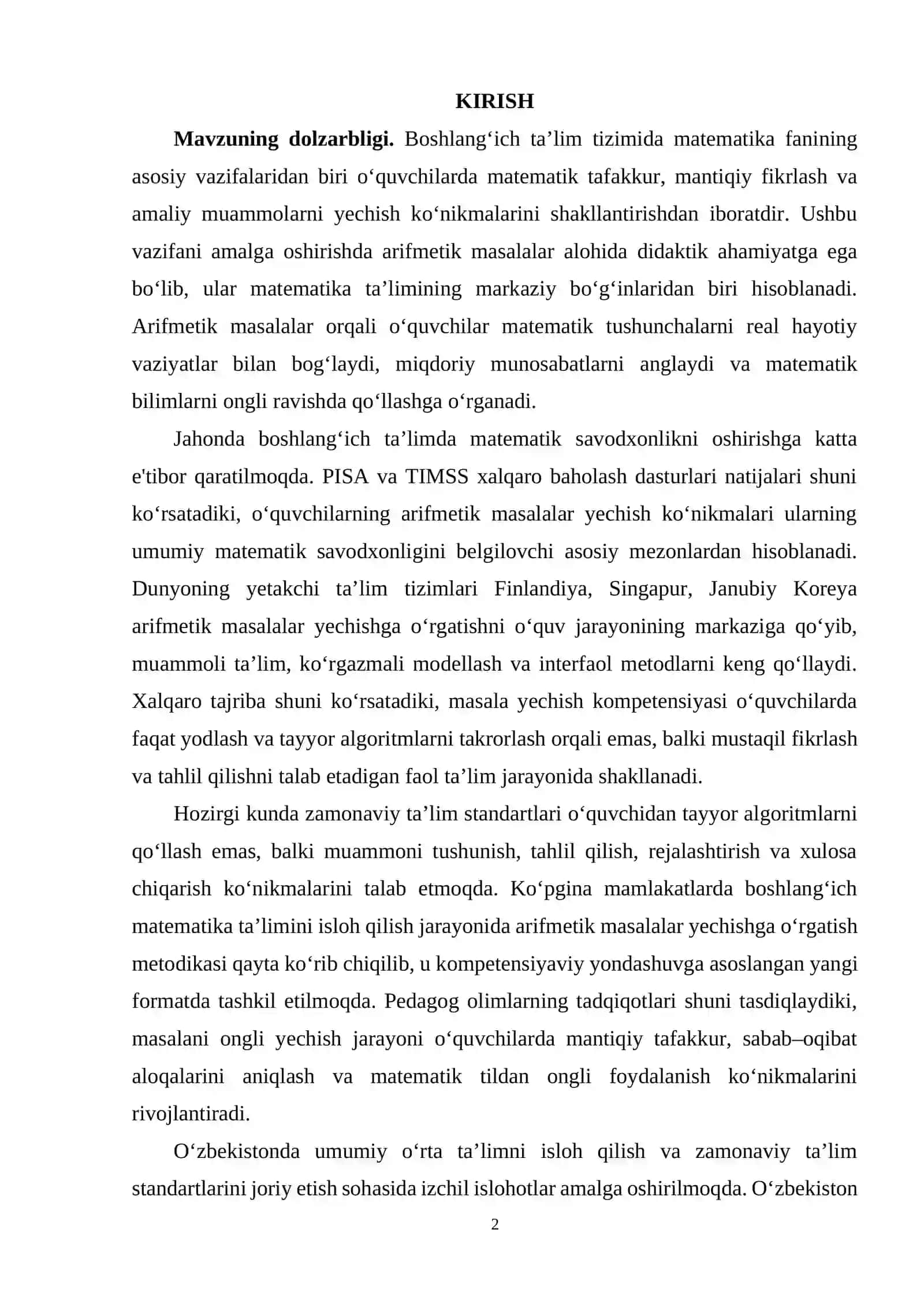 ARIFMETIK MASALALAR YECHISHGA O‘RGATISH METODIKASi 2