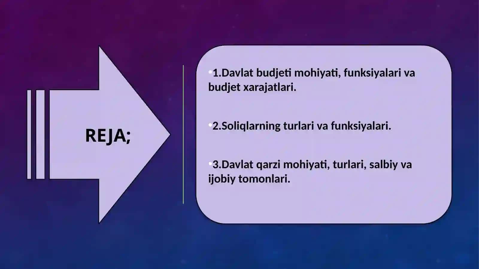 DAVLATBUDJETI, SOLIQLAR VA DAVLAT QARZI 2