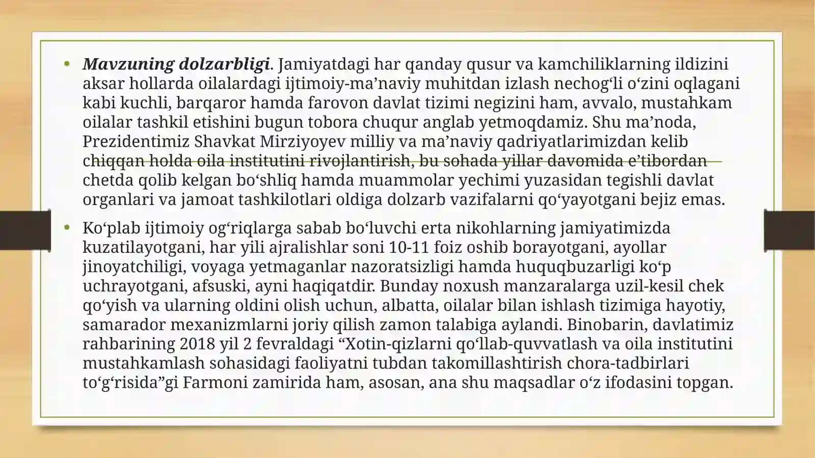 OILA KODEKSI:MAZMUN VA MOHIYATI 2
