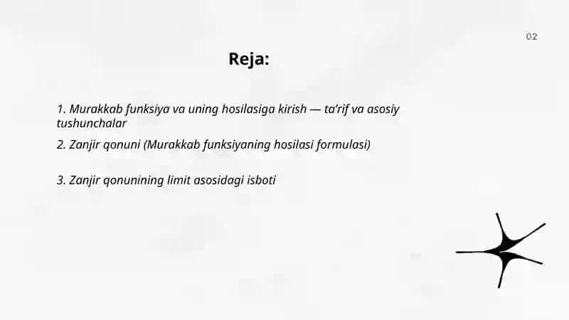 Murakkab funksiyaning hosilasi 2