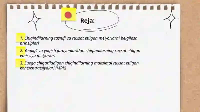 Chiqindilarni ruxsat etilgan meʼyorlarni aniqlash 2