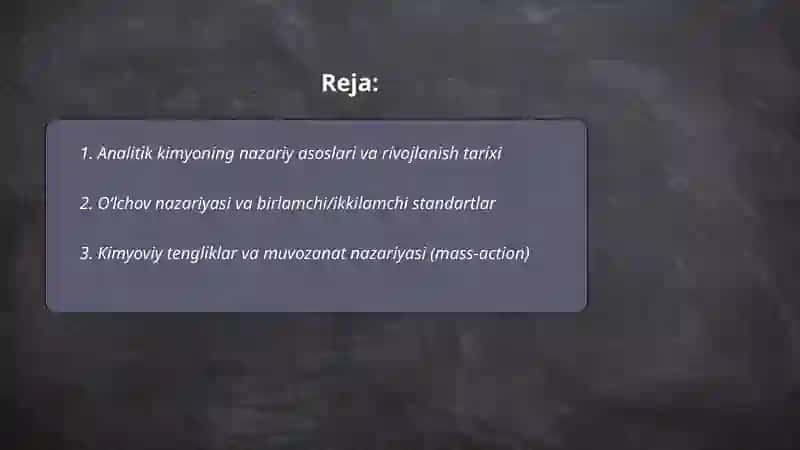 Analitik kimyoning nazariy asoslari 2