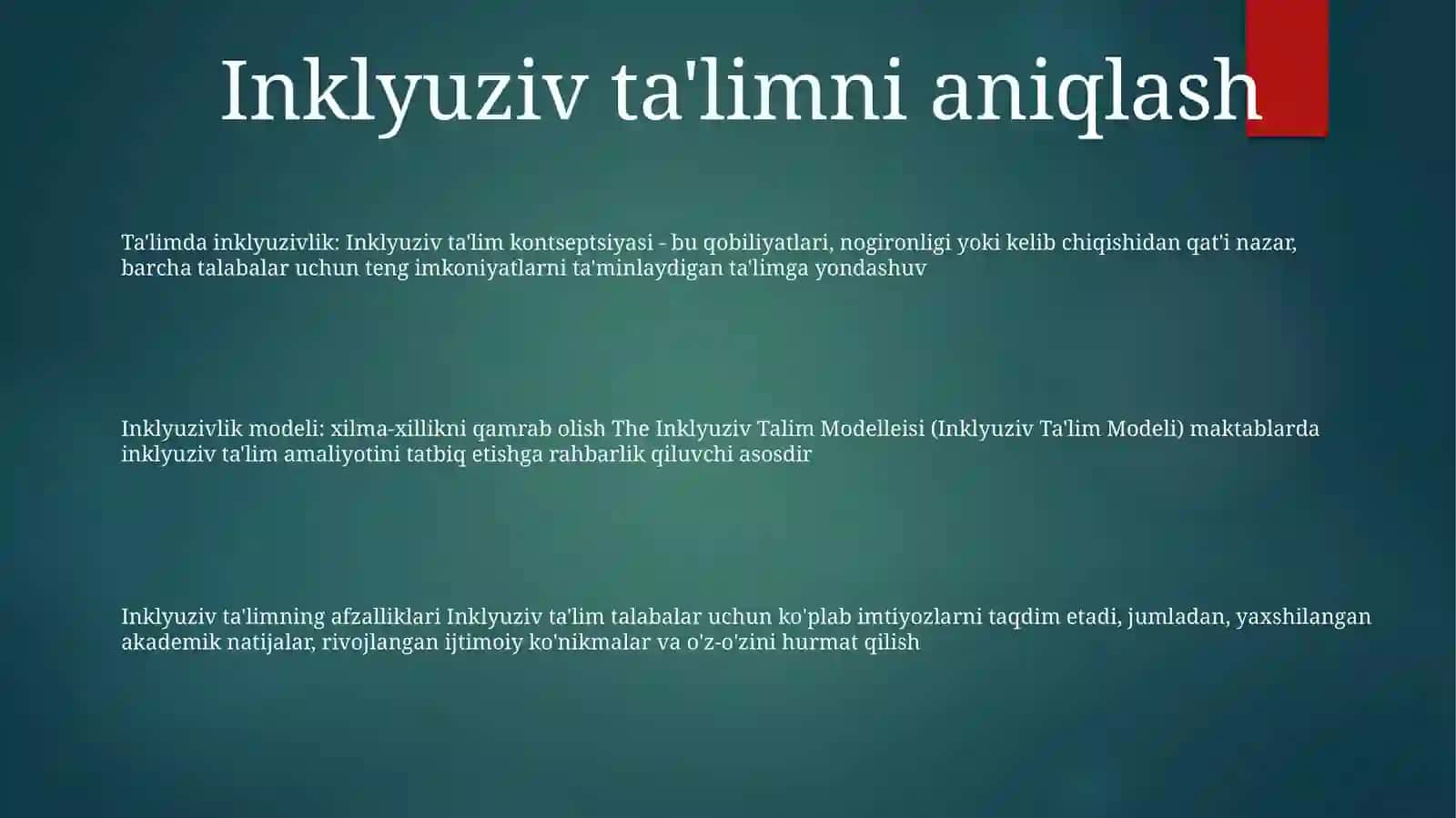 Inklyuziv Talim Modellsei 2