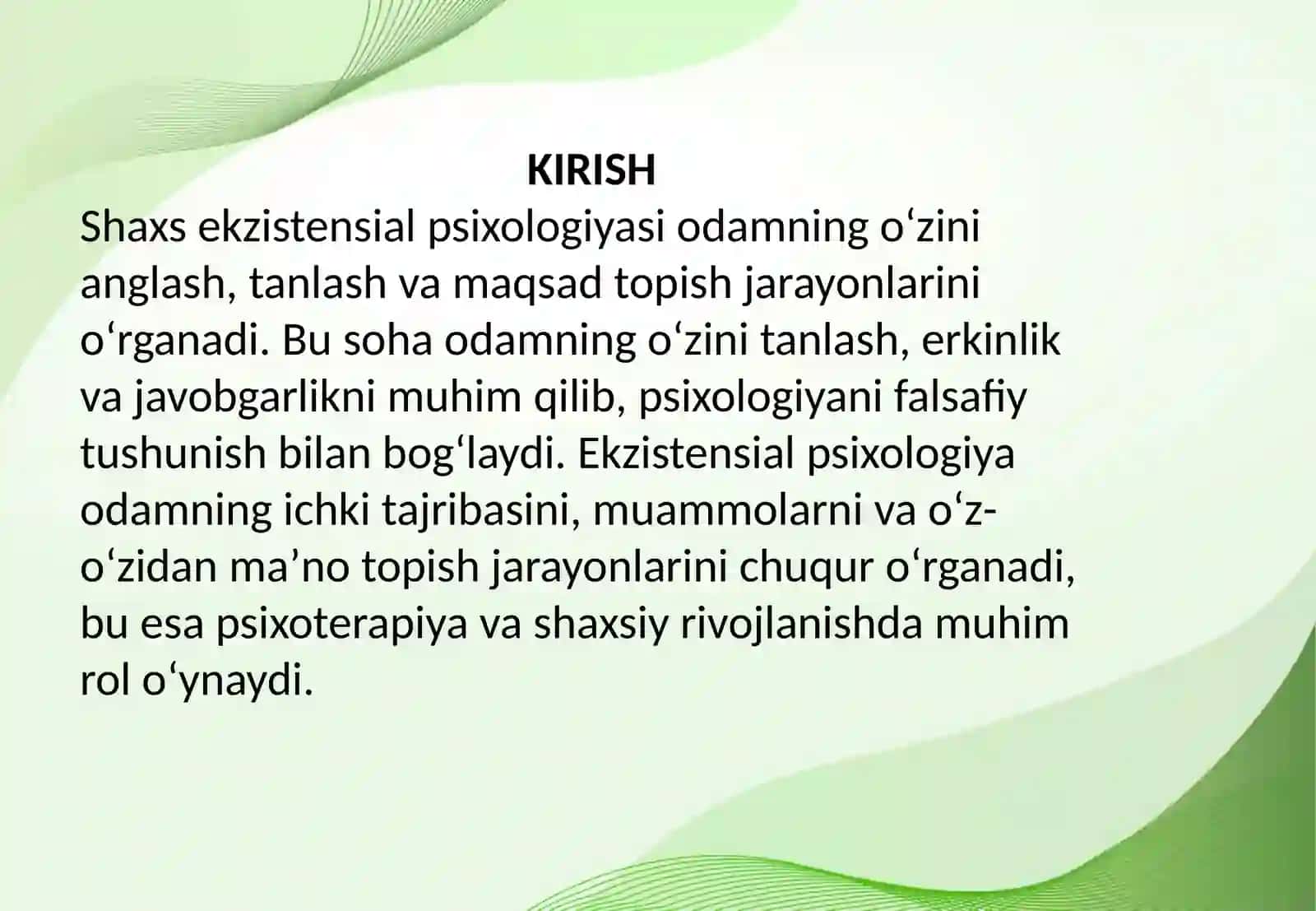 Shaxs ekzistensial psixologiyasi 2