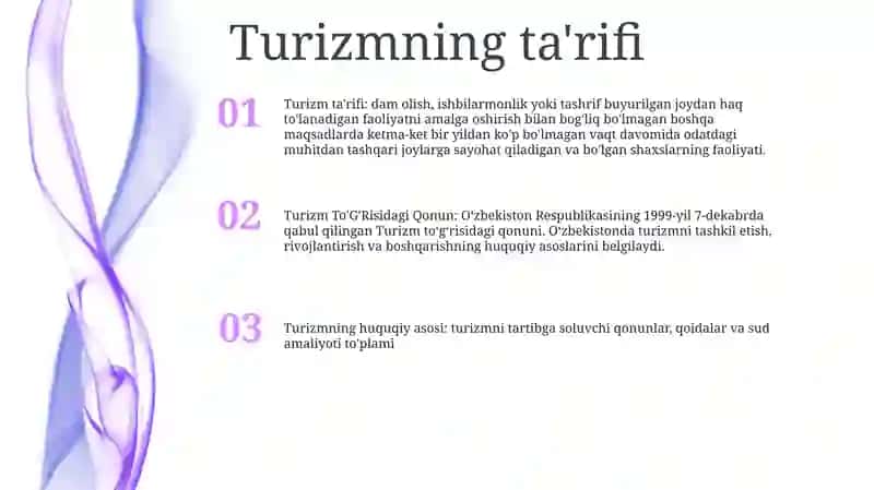 Turizm To'G'Risidagi Qonun 2
