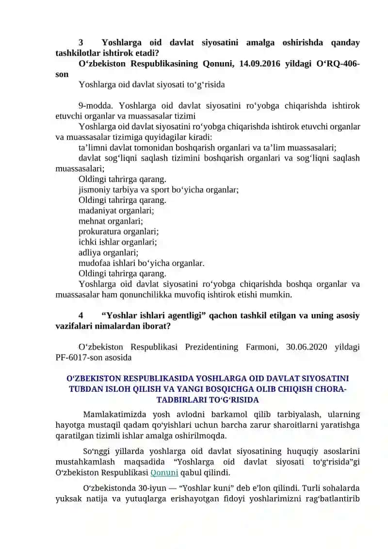 Yoshlar ishlariga kirish suhbat savol javoblari 2
